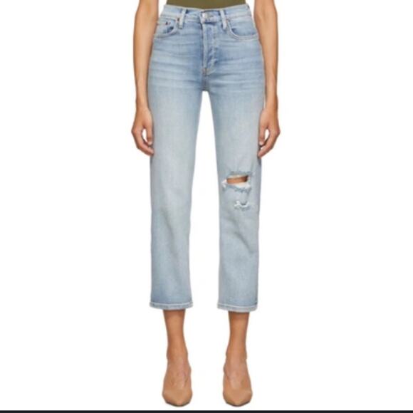 Re/Done Jeans High Rise Stove Pipe Jean in Livedilight Blue size 30 - Picture 1 of 16